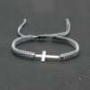 Adjustable Red Rope Bracelet with Stainless Steel Cross