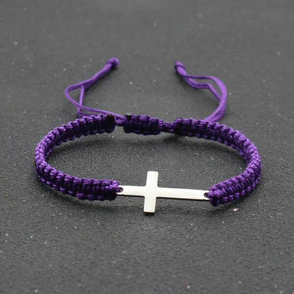 Adjustable Red Rope Bracelet with Stainless Steel Cross