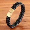 Fashionable Unisex Leather Bracelet with Stainless Steel