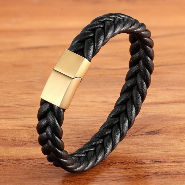 Fashionable Unisex Leather Bracelet with Stainless Steel