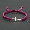 Adjustable Red Rope Bracelet with Stainless Steel Cross