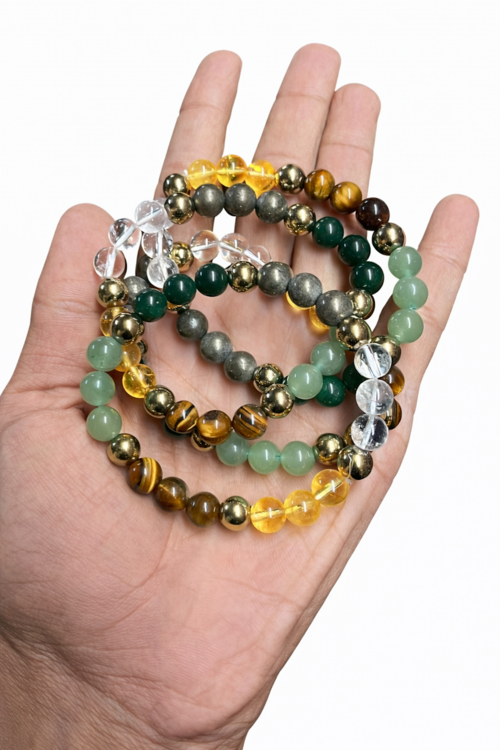 Multi-Stone Crystal Bead Bracelet Set