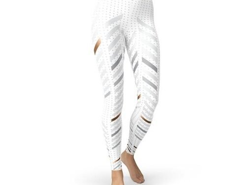 Womens White Stripes Leggings