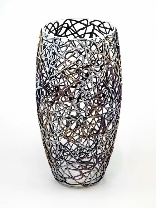 Art Decorated Glass Oval Vase | Interior Design Home Room Decor | Table