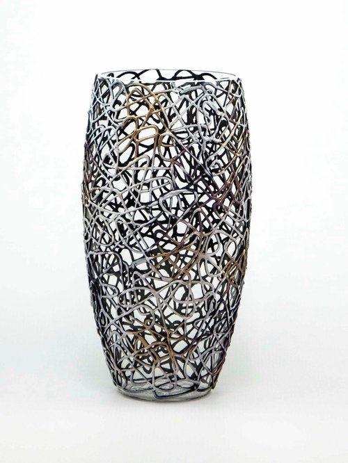 Art Decorated Glass Oval Vase | Interior Design Home Room Decor | Table