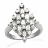 LO2061 - Rhodium Brass Ring with AAA Grade CZ in Clear