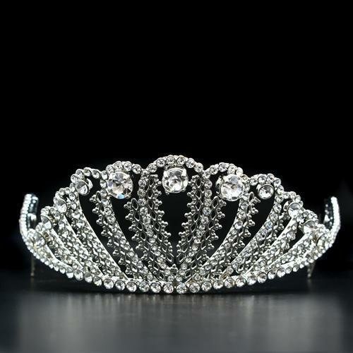 Imitation Rhodium Brass Tiaras & Hair Clip with Top Grade