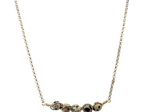 Dalmatian Jasper Wrapped Pod Necklace