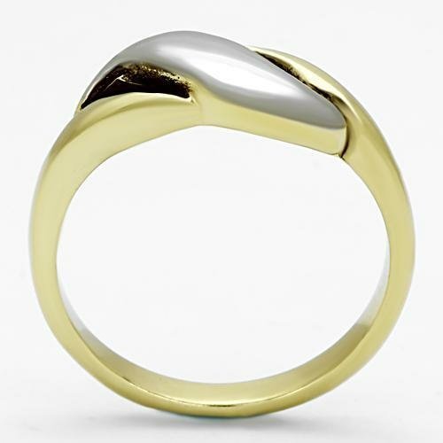 TK1089 - Two-Tone IP Gold Stainless Steel Ring with No