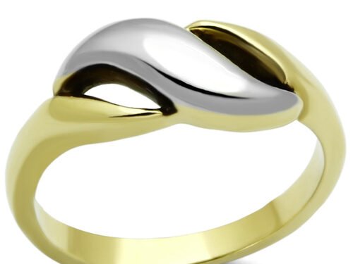 TK1089 - Two-Tone IP Gold Stainless Steel Ring with No