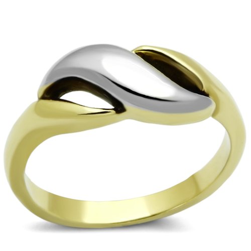 TK1089 - Two-Tone IP Gold Stainless Steel Ring with No