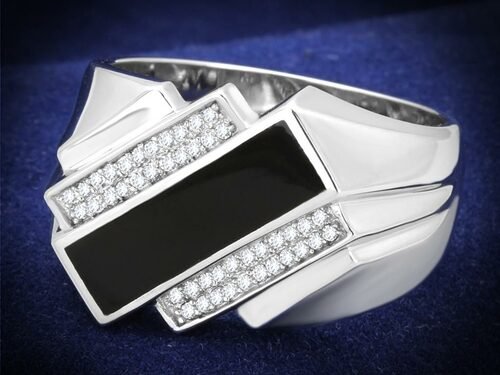 TS218 - Rhodium 925 Sterling Silver Ring with AAA Grade CZ in Clear