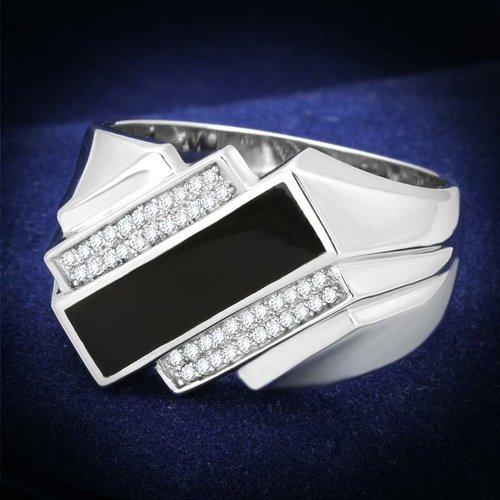 TS218 - Rhodium 925 Sterling Silver Ring with AAA Grade CZ in Clear