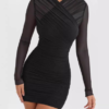 High Waist Pleated Long Sleeve Dress