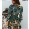 Printed V-Neck Dress with Cross Elastic Waist