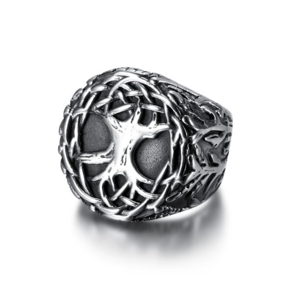 Lucky Tree Titanium Steel Men's Ring - European & American Style