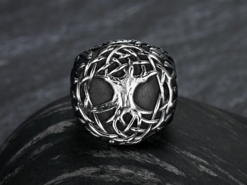 Lucky Tree Titanium Steel Men's Ring - European & American Style